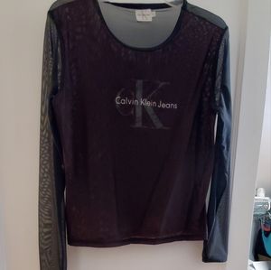Calvin Klein Jeans black/red mesh top